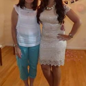 Cream/blush colored lace dress!